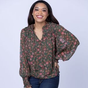 Misa Clio Blouse in Evergreen Bloom Floral Size XS Nwt